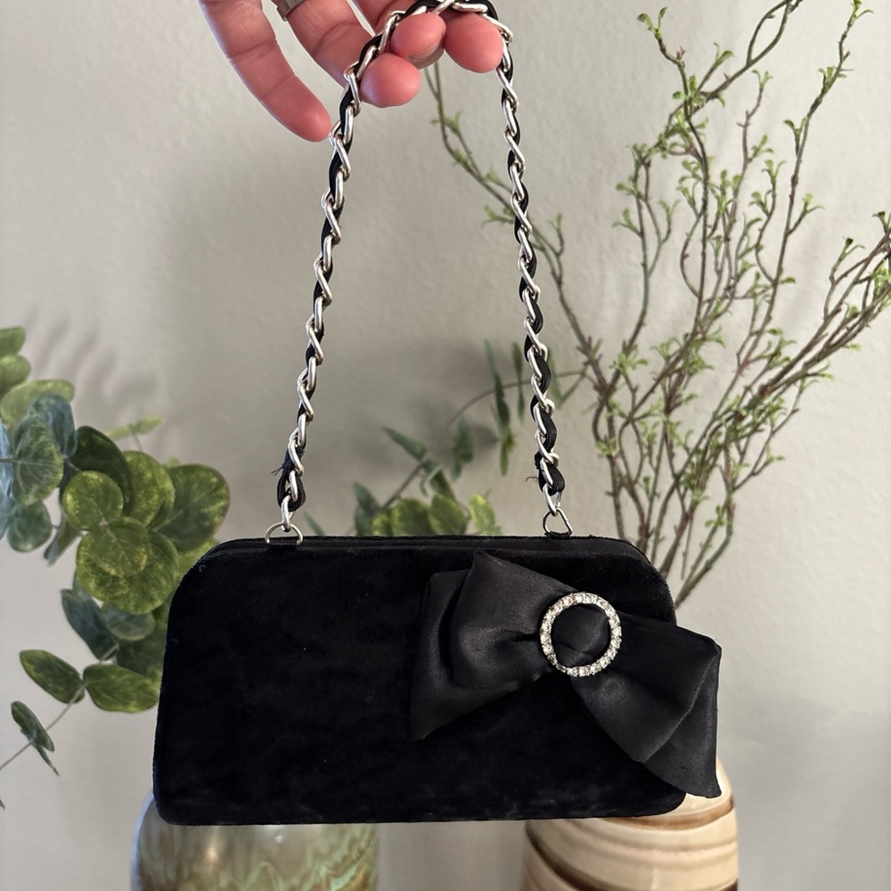 Small black velvet evening bag
